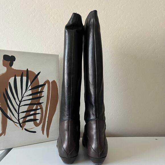 Tuckernuck Black Brown Sloane Patchwork Block Heel Knee High Boots Size 9.5‎ - Picture 7 of 8